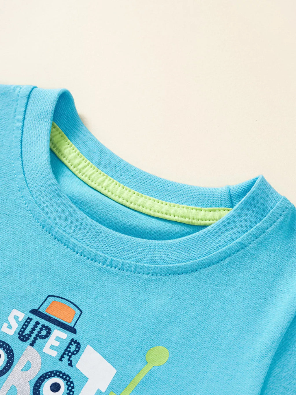 Children's Robot Short Sleeve T-Shirt & Plaid Shorts Set - Seedandsoulful