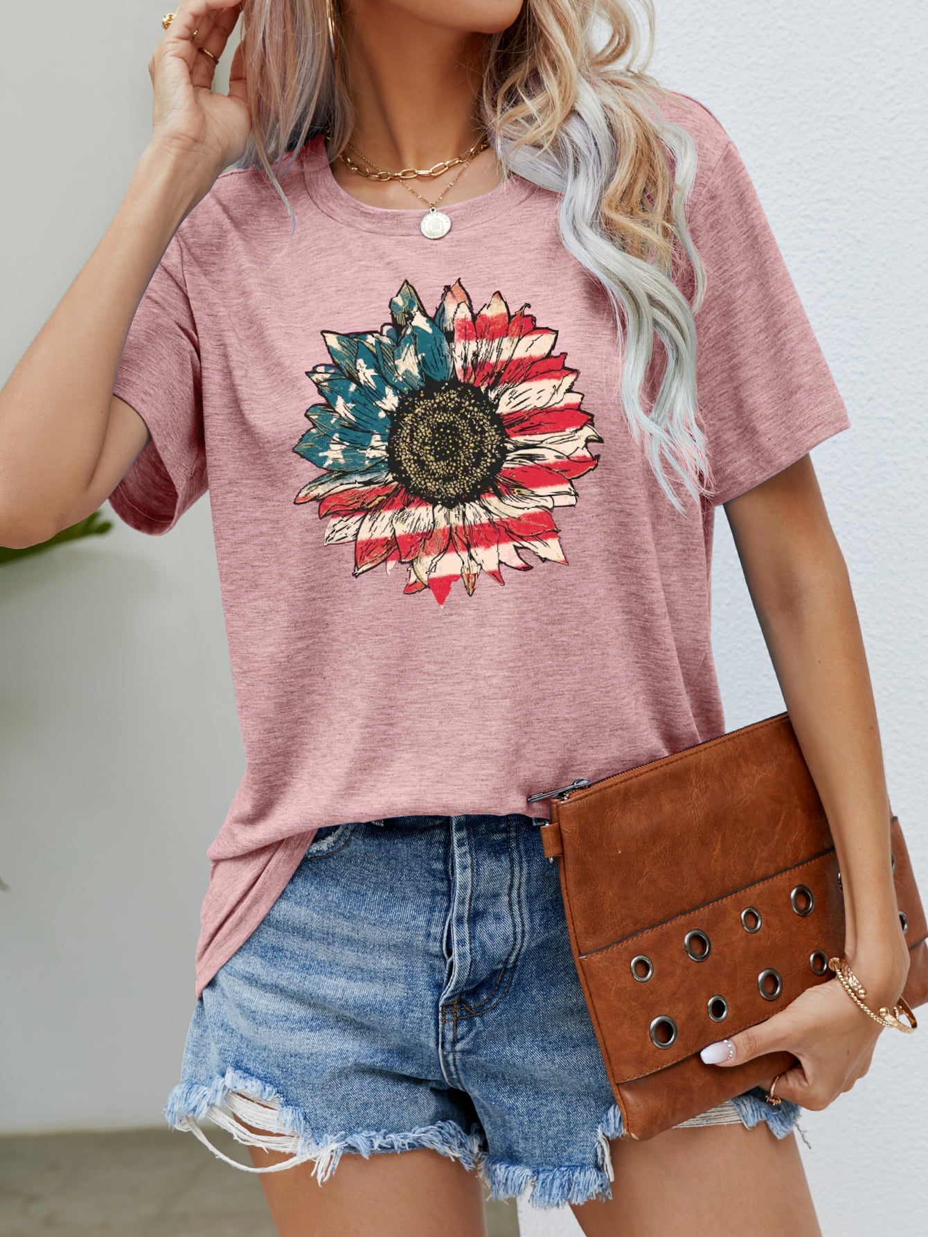 US Flag Flower Graphic Tee - Seedandsoulful