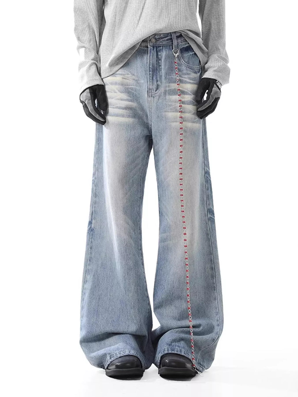 Men's Washed Wide Leg Jeans - Seedandsoulful