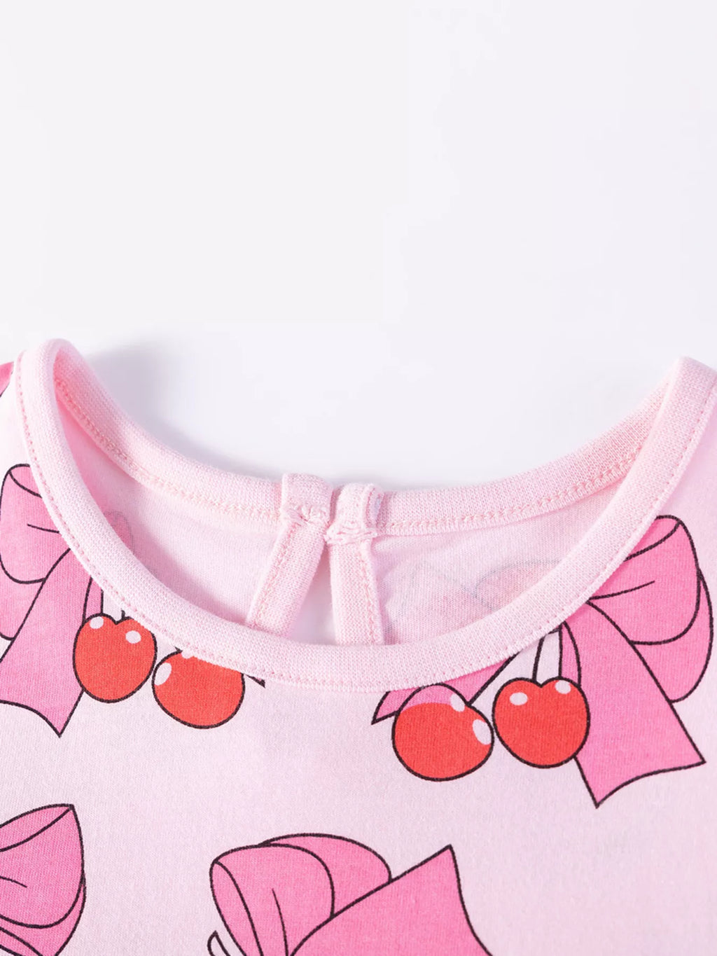 Children's Cherry Bowknot Print Ruffle Hem Dress - Seedandsoulful