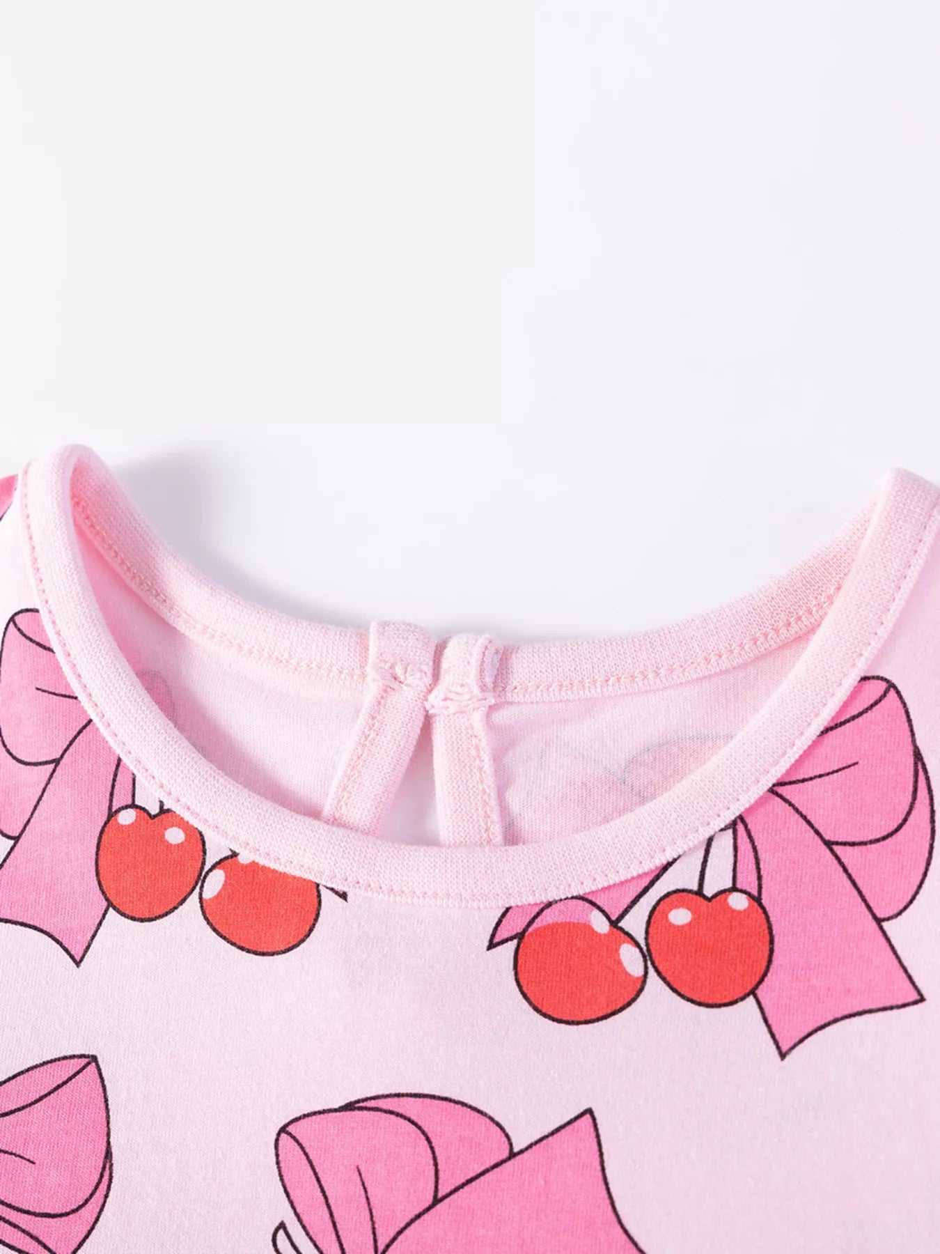 Children's Cherry Bowknot Print Ruffle Hem Dress - Seedandsoulful
