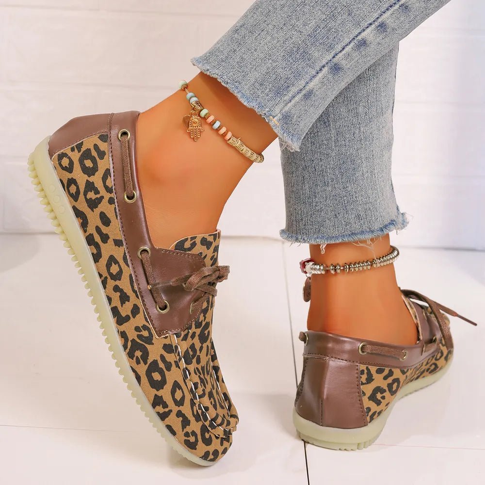 Lace Up Leopard Slip - Ons - Seedandsoulful