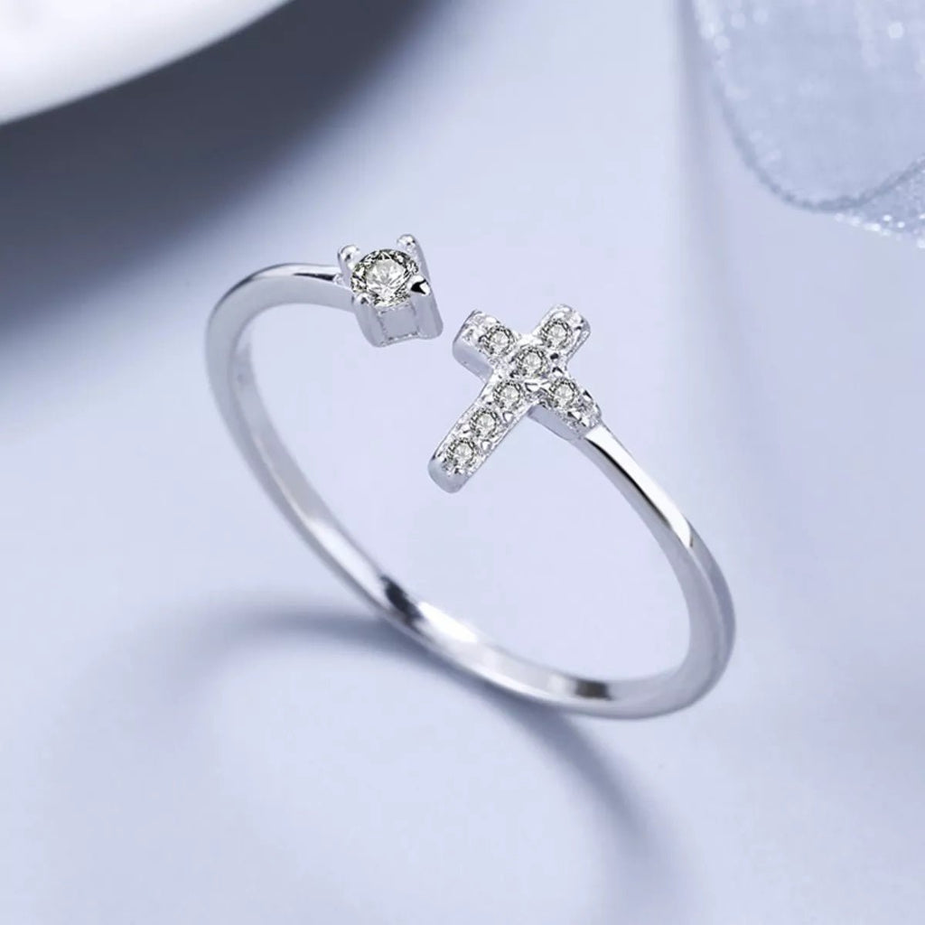 Adjustable Open Cross Ring - Seedandsoulful