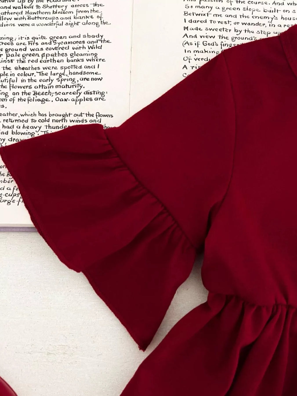 Children's Ruffle Sleeve Top & Floral Patch Pants Set - Seedandsoulful