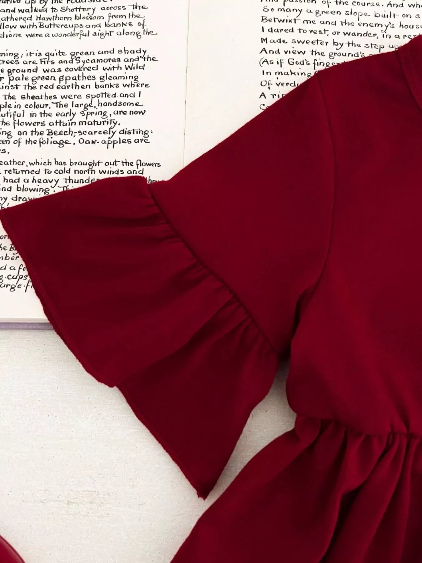 Children's Ruffle Sleeve Top & Floral Patch Pants Set - Seedandsoulful