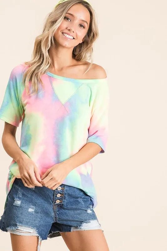 BiBi Tie Dye French Terry Print Top - Seedandsoulful
