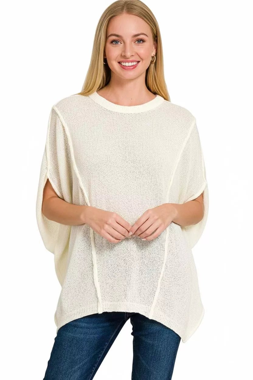 Zenana Drop Shoulder Short Sleeve Knit Top - Seedandsoulful
