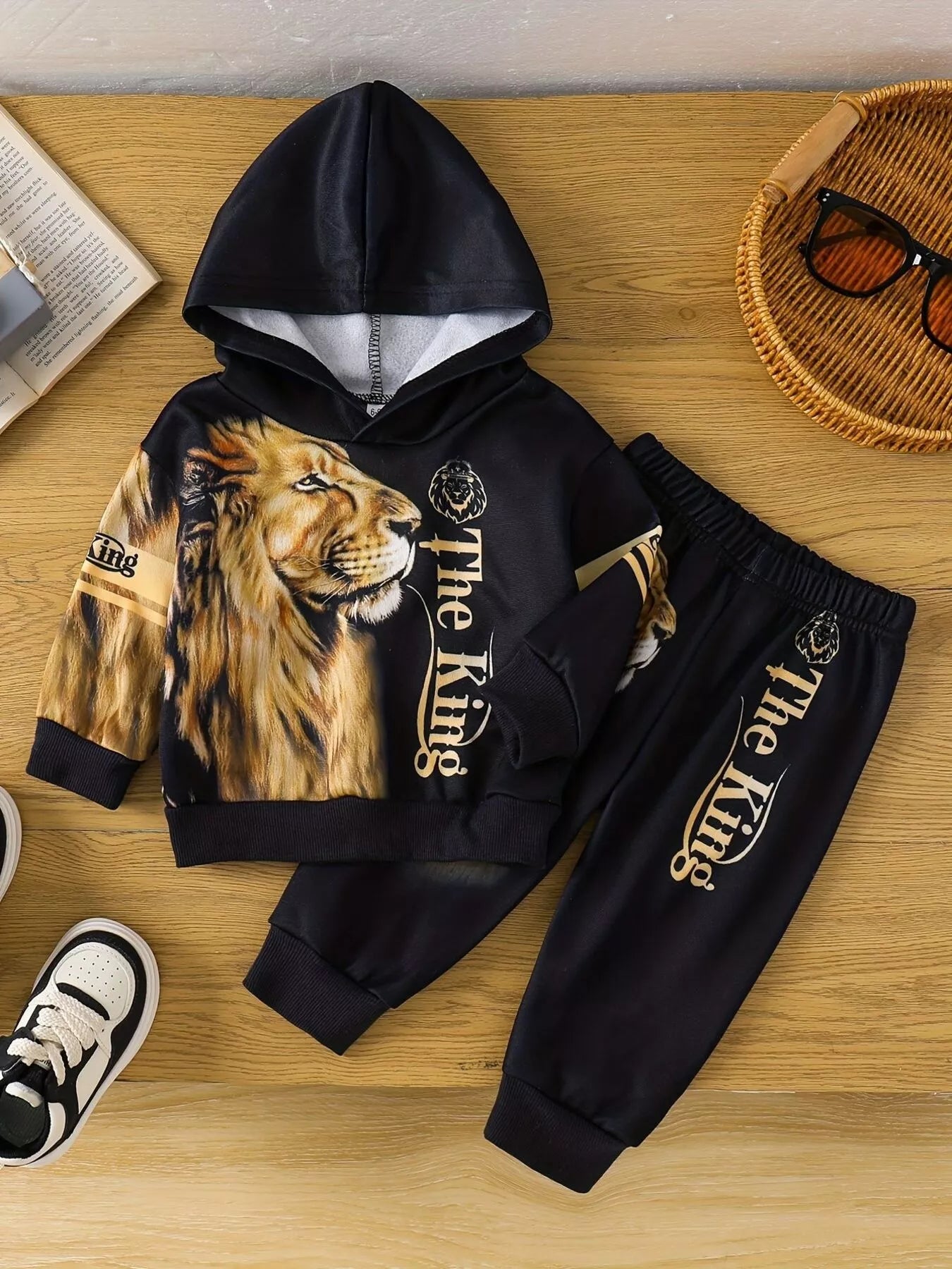 Children's Lion King Print Hoodie and Pants Set - Seedandsoulful