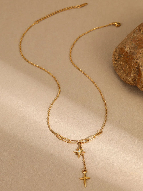 18K Gold - Plated Star Cross Pendant Necklace - Seedandsoulful