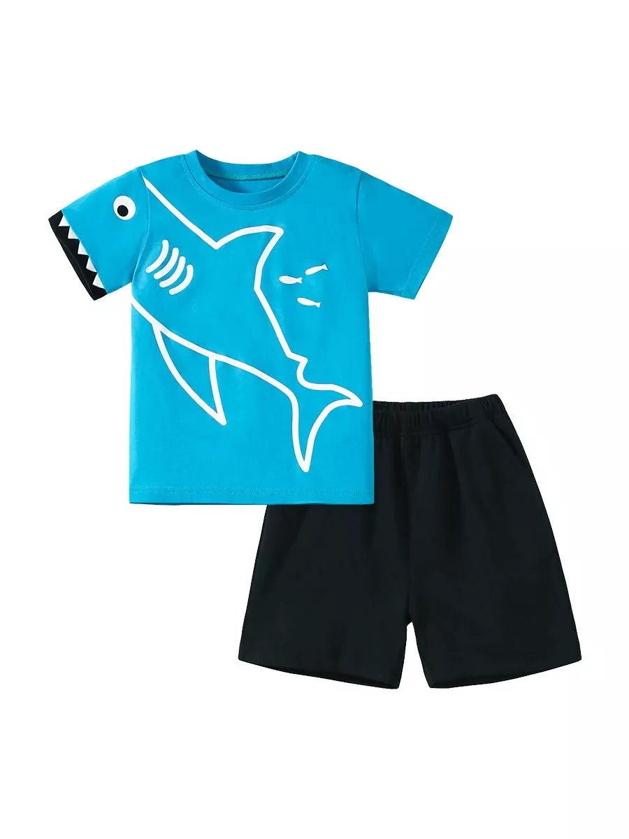 Children's Shark Graphic Tee & Shorts Set - Seedandsoulful