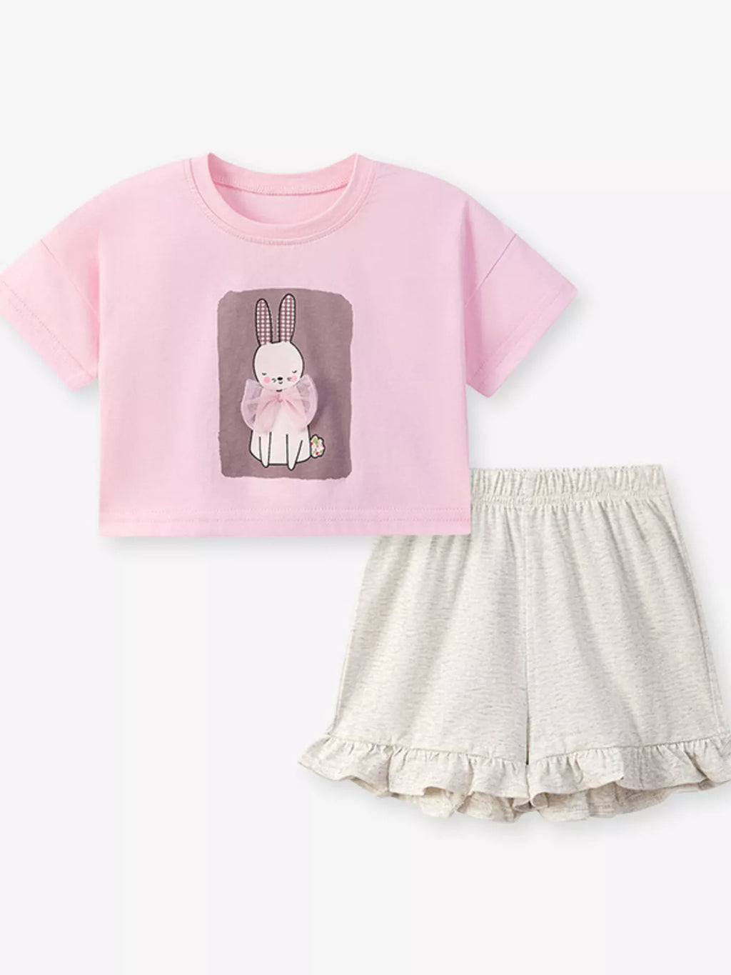 Children's Bunny Round Neck Top and Shorts Set - Seedandsoulful