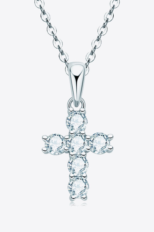 925 Sterling Silver Cross Moissanite Pendant Necklace - Seedandsoulful