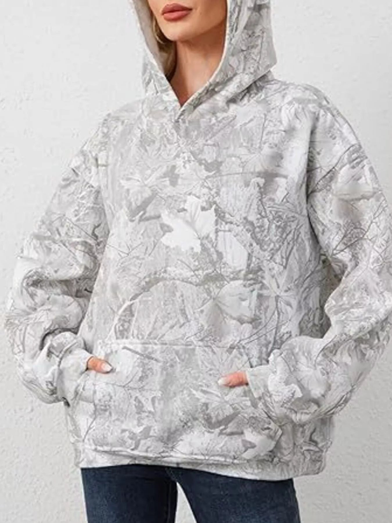 Full Size Kangaroo Pocket Long Sleeve Hoodie Plus Size - Seedandsoulful