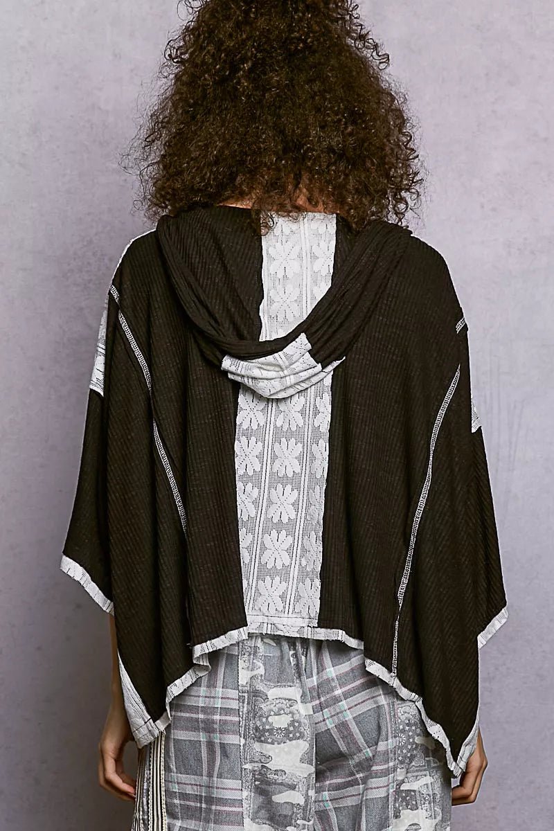 POL Short Sleeve Hoodie Top with Lace Detail - Seedandsoulful