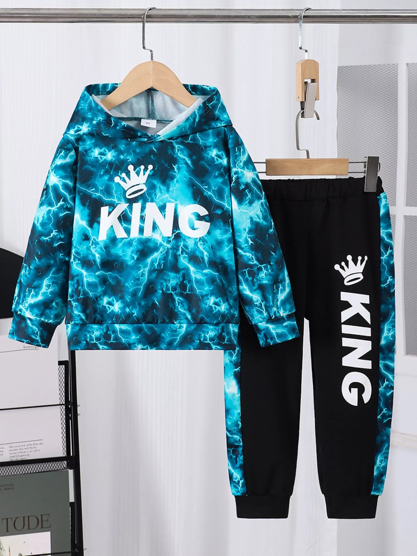 Children's King Letter Lightning Hoodie & Pants Set - Seedandsoulful