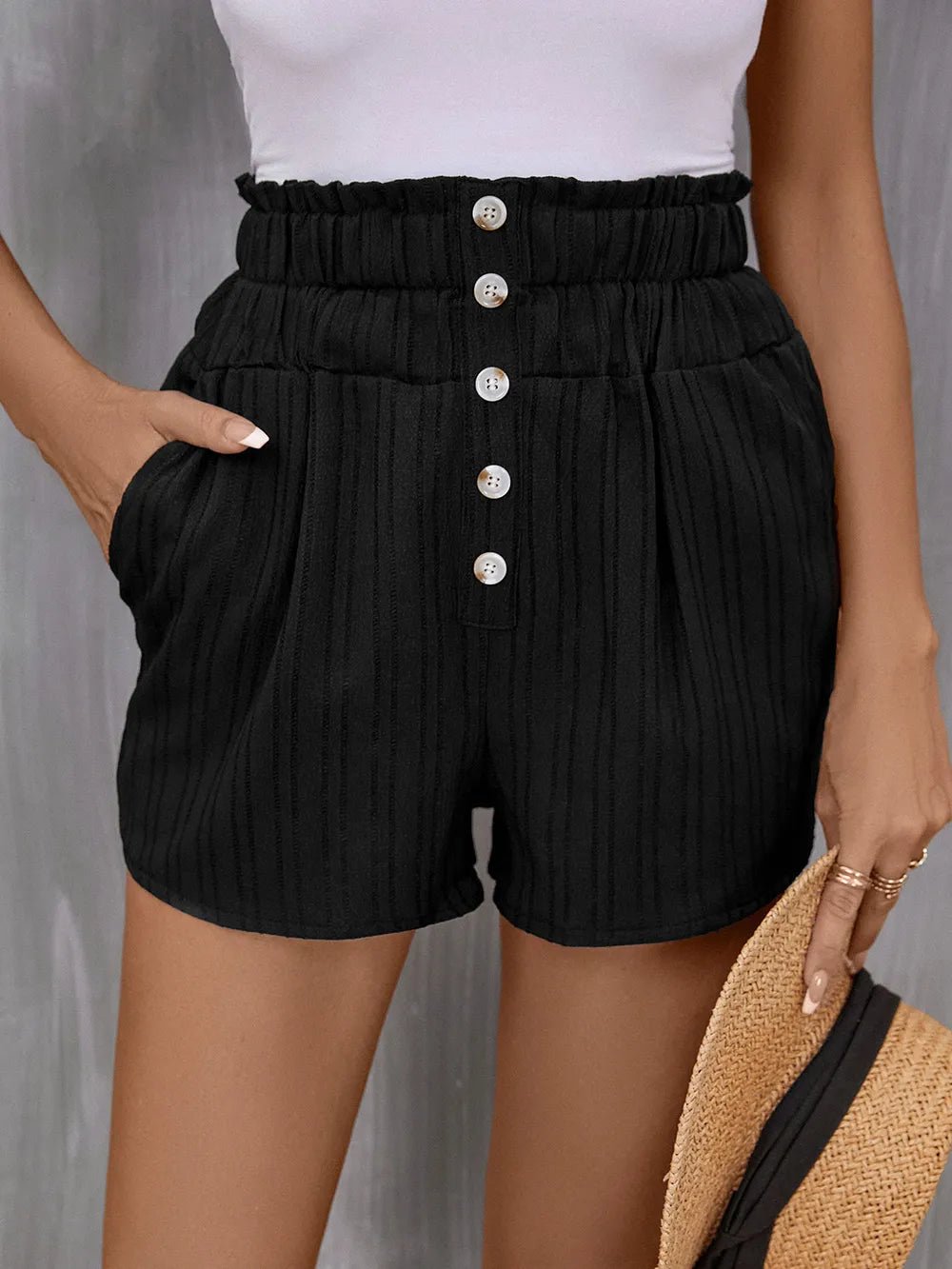 Perfee Pocketed High Waist Shorts - Seedandsoulful