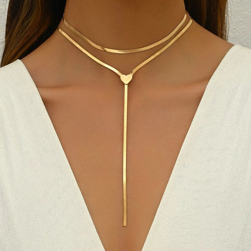 2 Piece 18K Gold - Plated Heart Necklace - Seedandsoulful