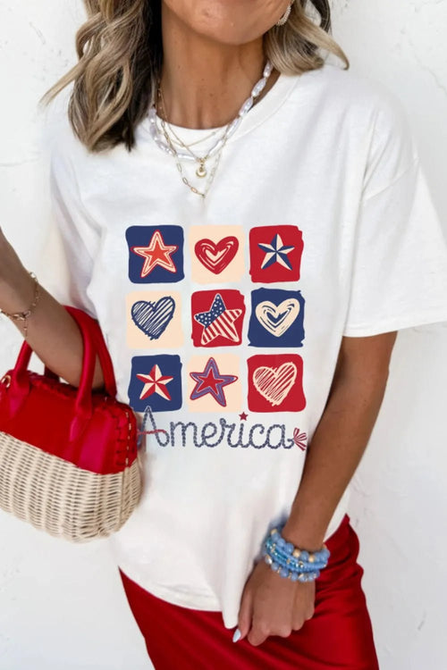 American Heart Star Checkered Graphic Tee - Seedandsoulful