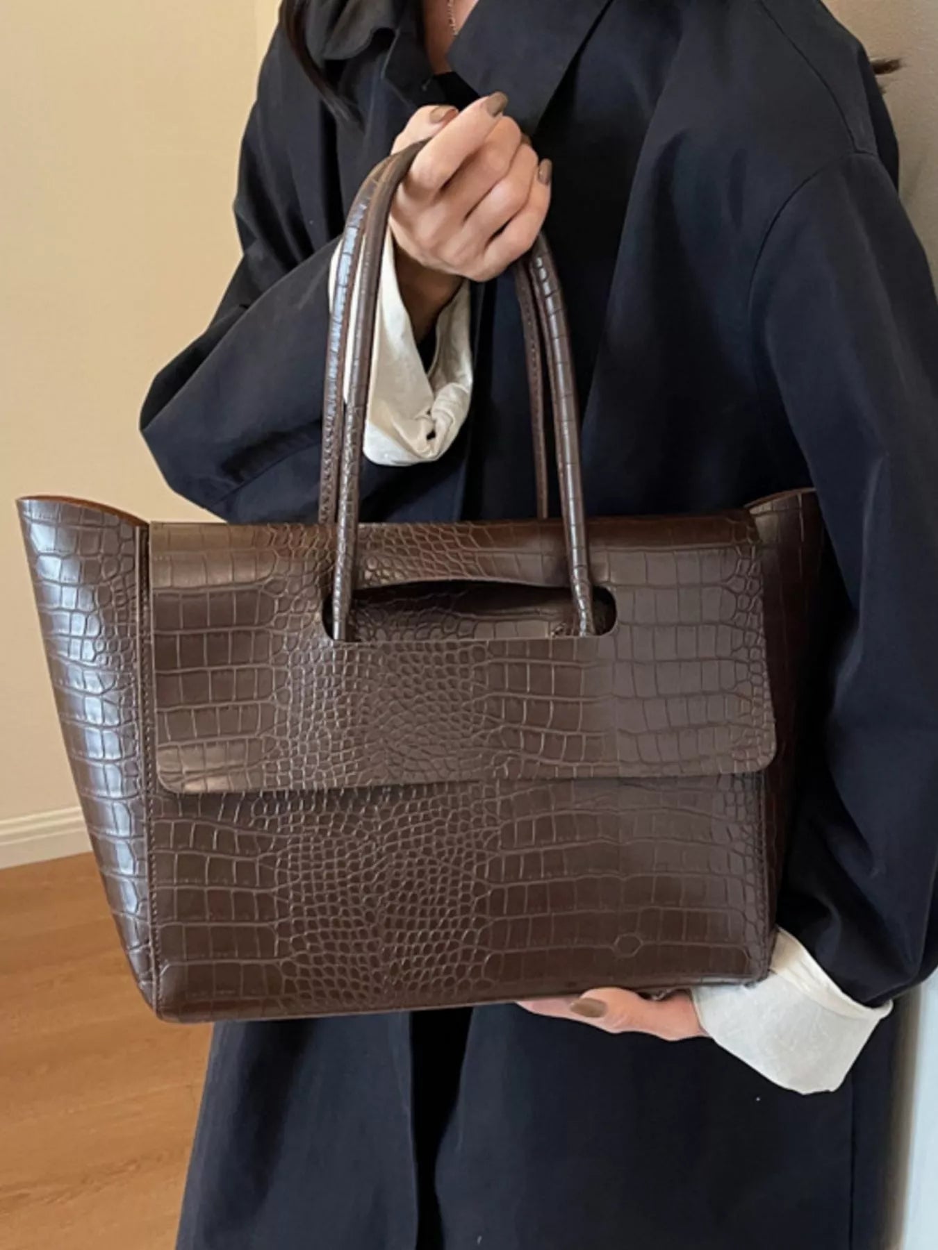Crocodile Embossed Tote Bag - Seedandsoulful