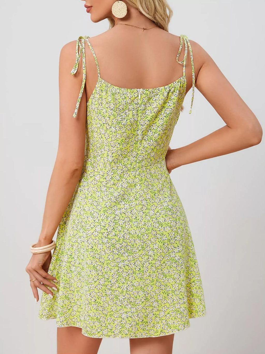 Floral Print Tie Strap Mini Dress - Seedandsoulful