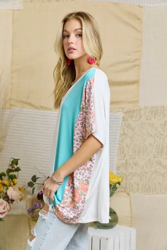 ADORA Colorblock Casual Knit Tunic Top - Seedandsoulful