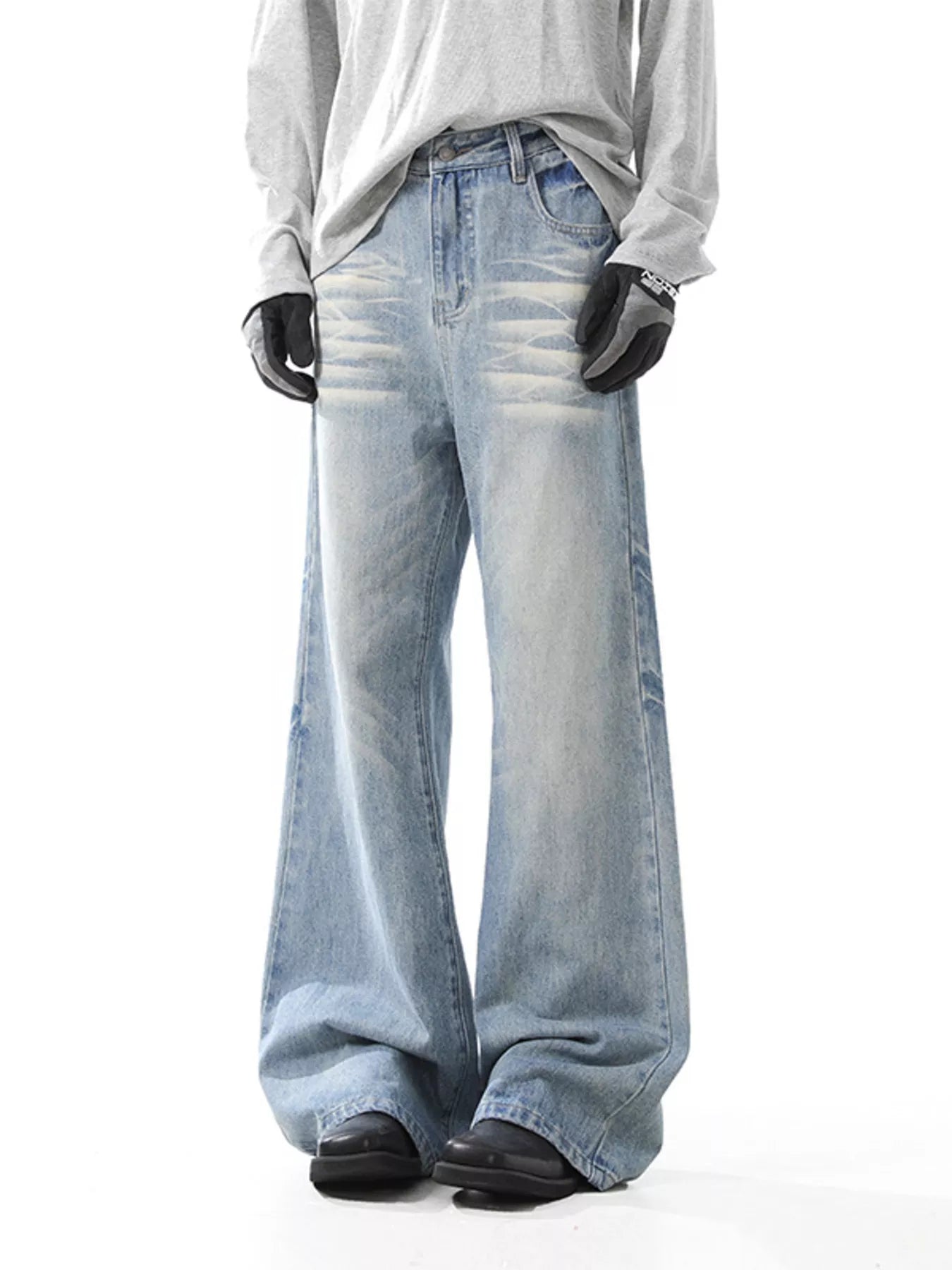 Men's Washed Wide Leg Jeans - Seedandsoulful