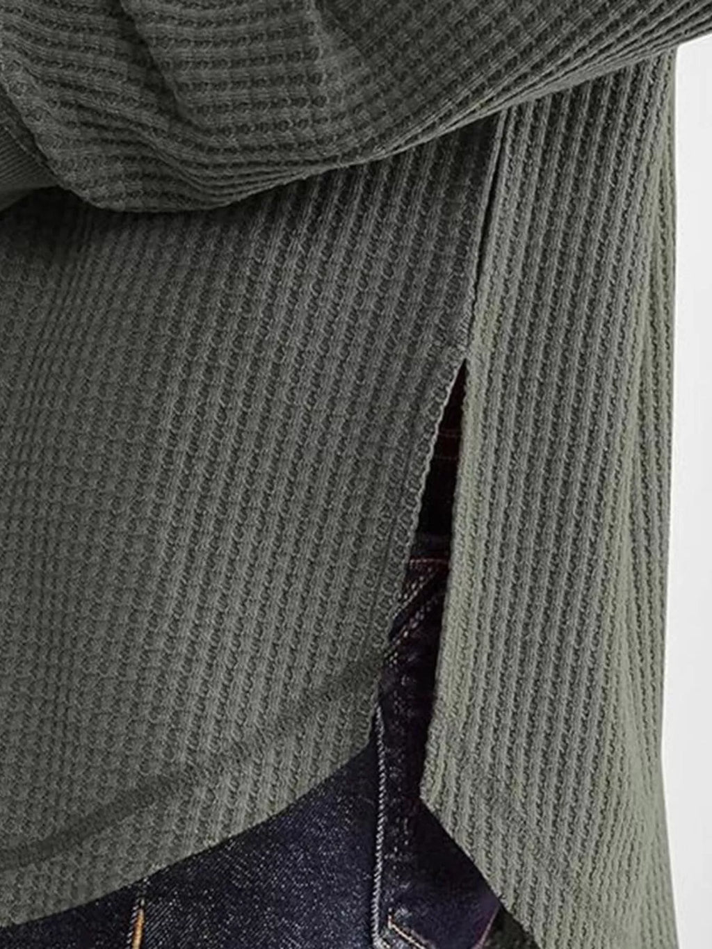 Slit Notched Long Sleeve T-Shirt - Seedandsoulful