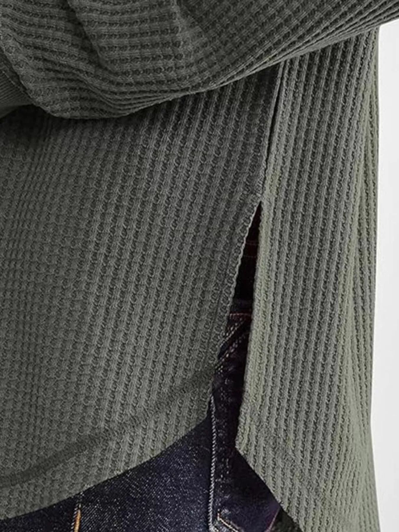 Slit Notched Long Sleeve T-Shirt - Seedandsoulful