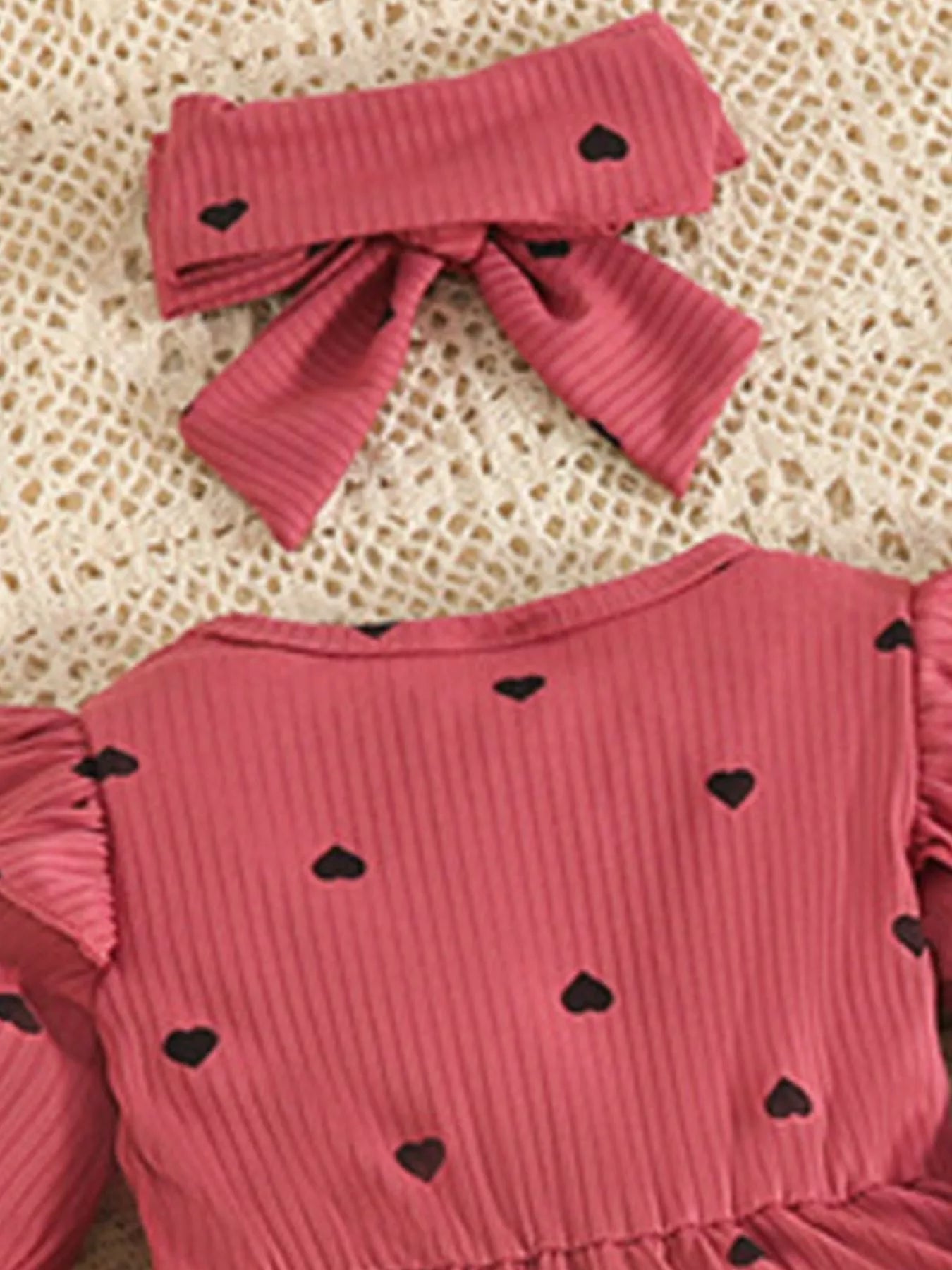 Children's Heart Print Dress & Headband Set - Seedandsoulful