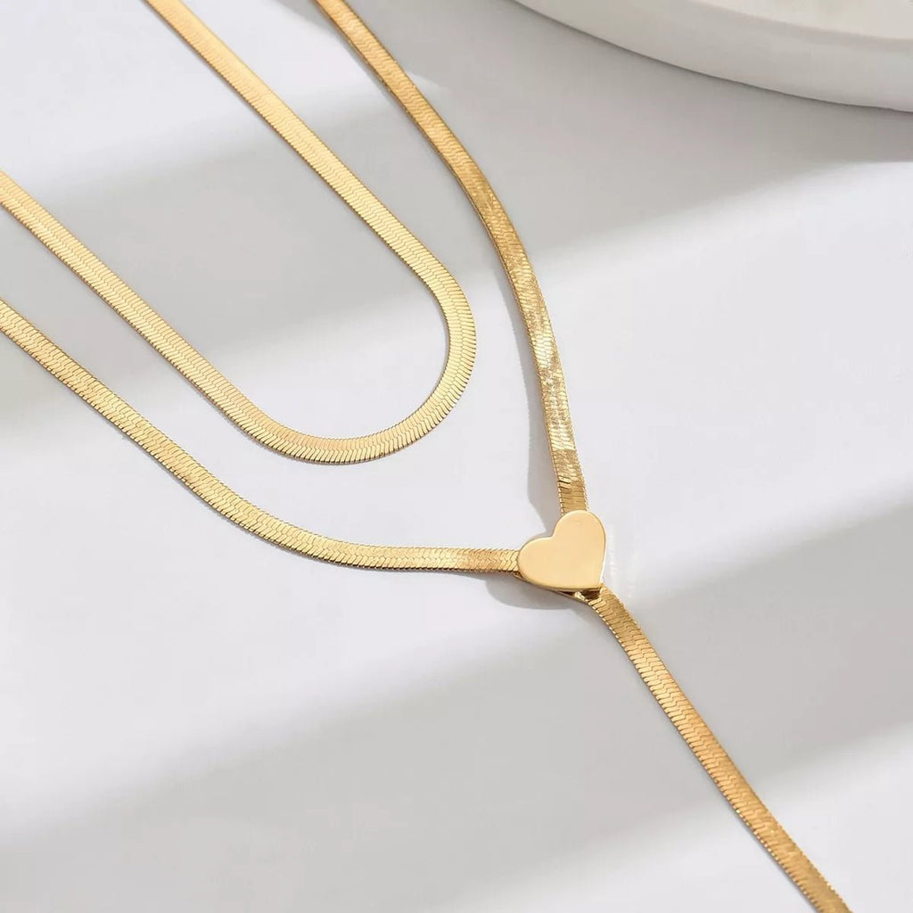 2 Piece 18K Gold - Plated Heart Necklace - Seedandsoulful
