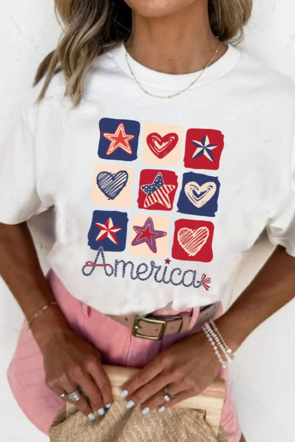 American Heart Star Checkered Graphic Tee - Seedandsoulful