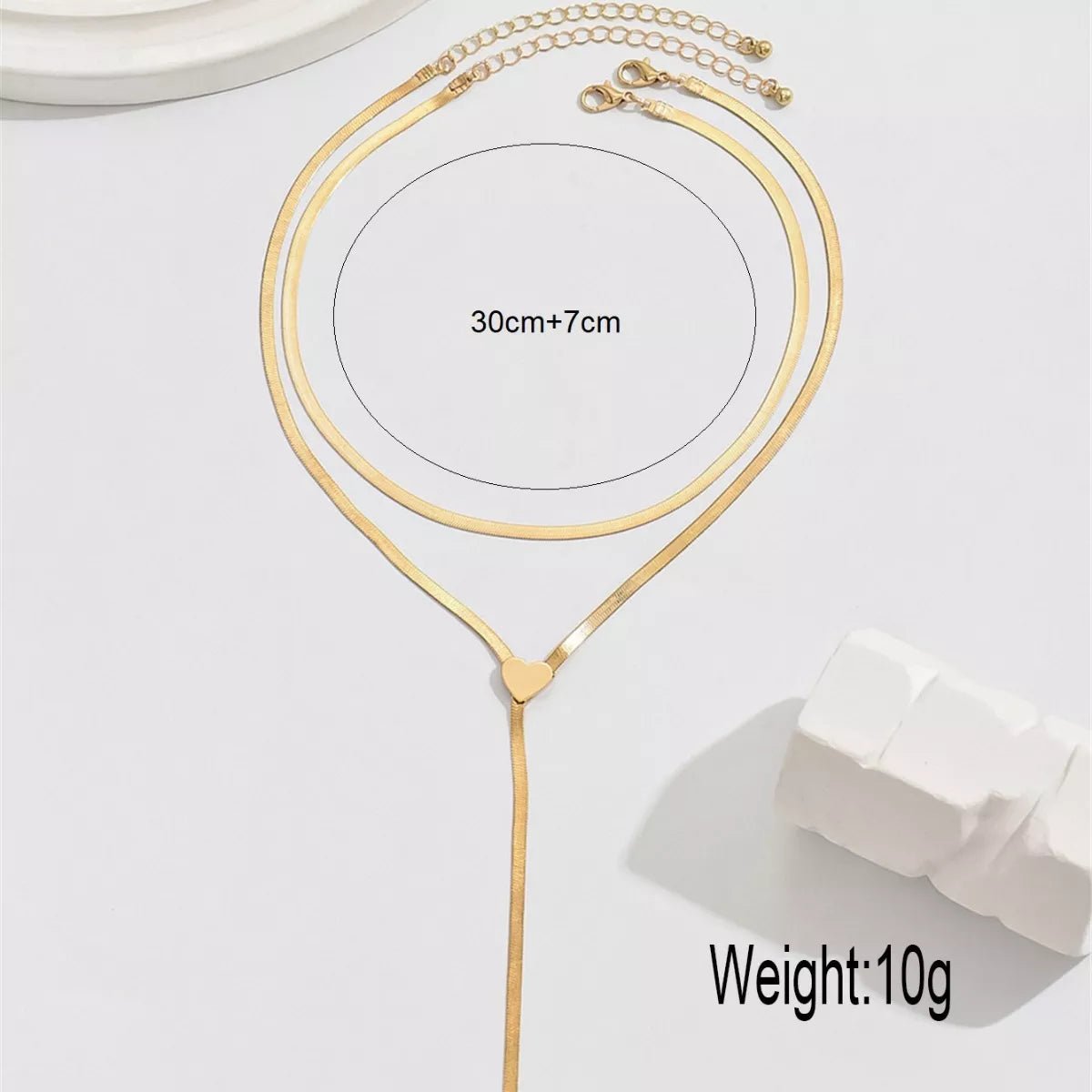 2 Piece 18K Gold - Plated Heart Necklace - Seedandsoulful