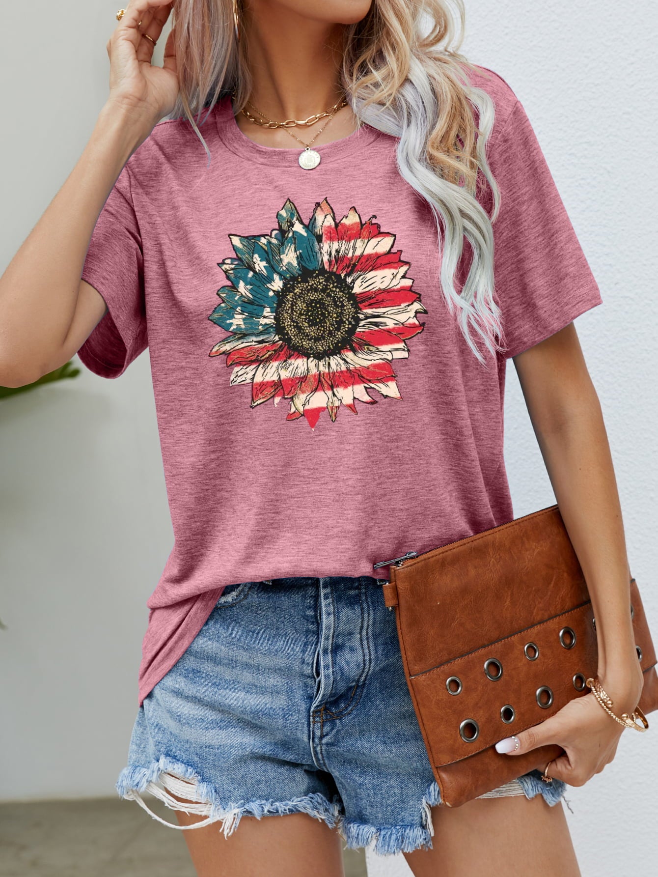 US Flag Flower Graphic Tee - Seedandsoulful