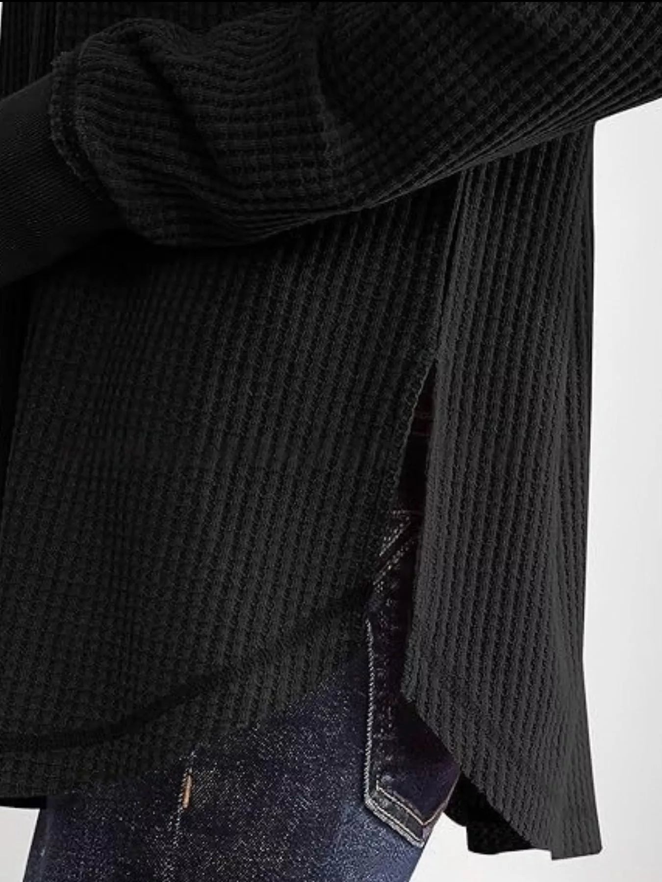 Slit Notched Long Sleeve T-Shirt - Seedandsoulful