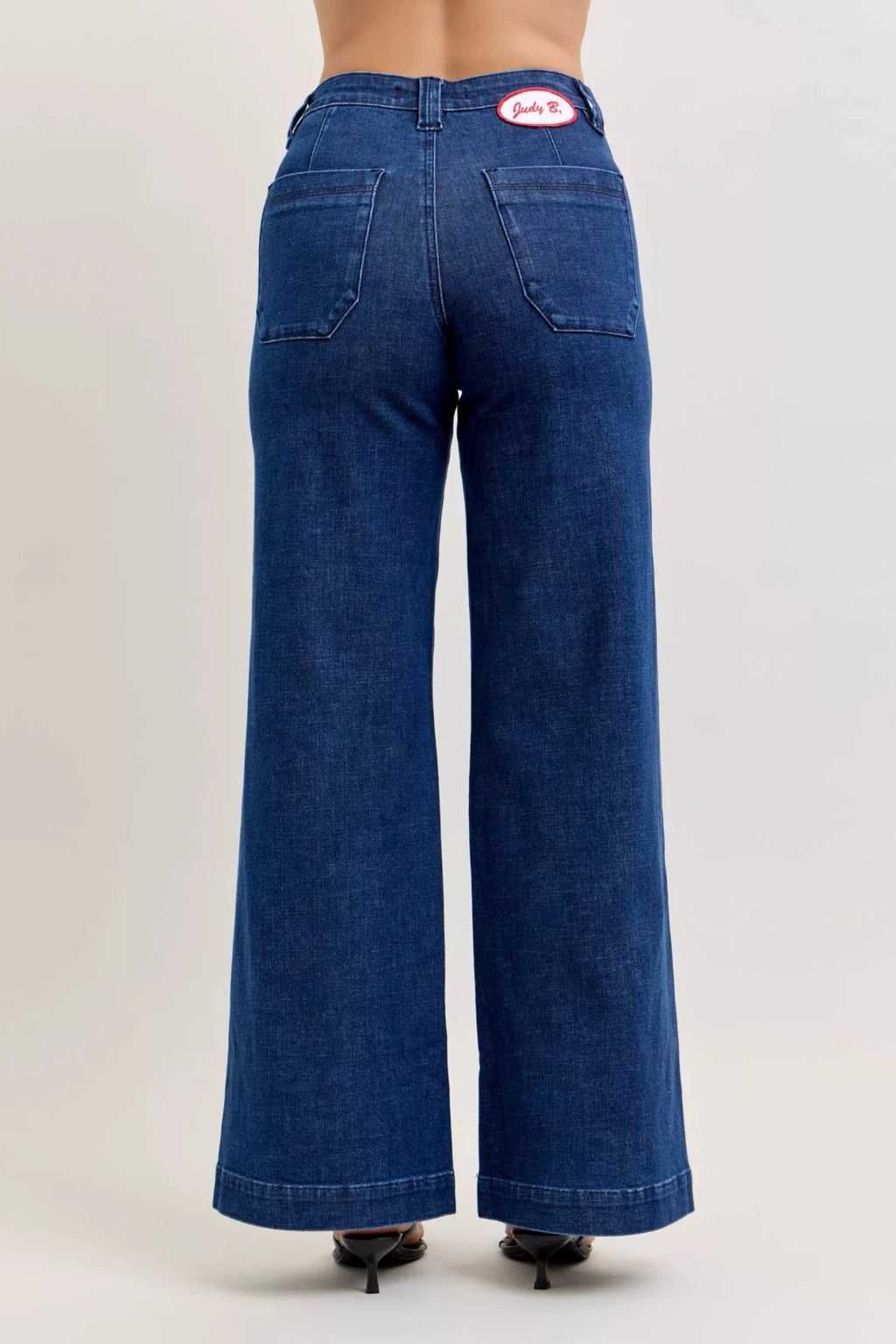 Judy Blue High - Waisted Retro Wide Jeans with Patch Pkts & Twisted Seams - Seedandsoulful