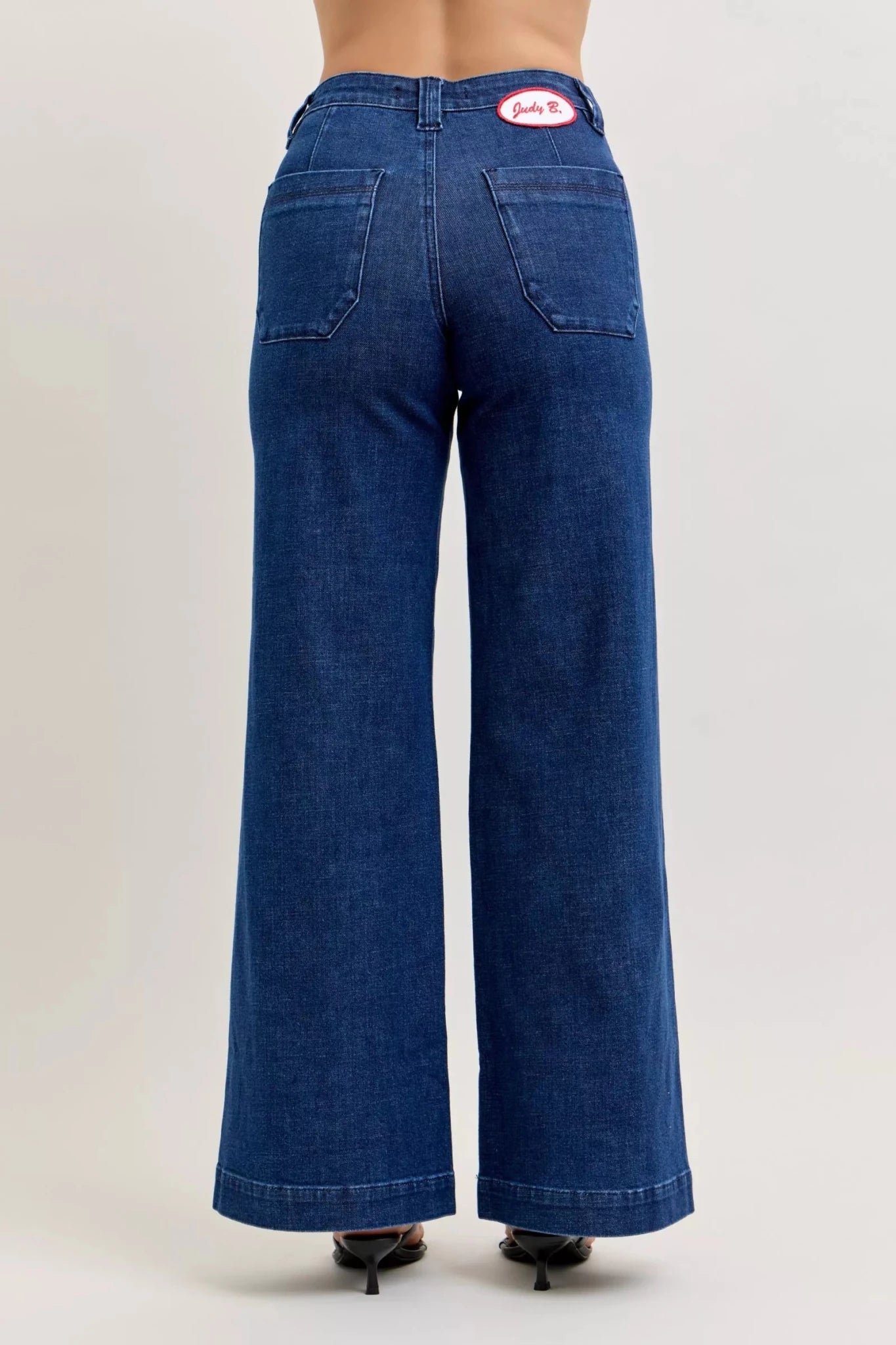 Judy Blue High - Waisted Retro Wide Jeans with Patch Pkts & Twisted Seams - Seedandsoulful