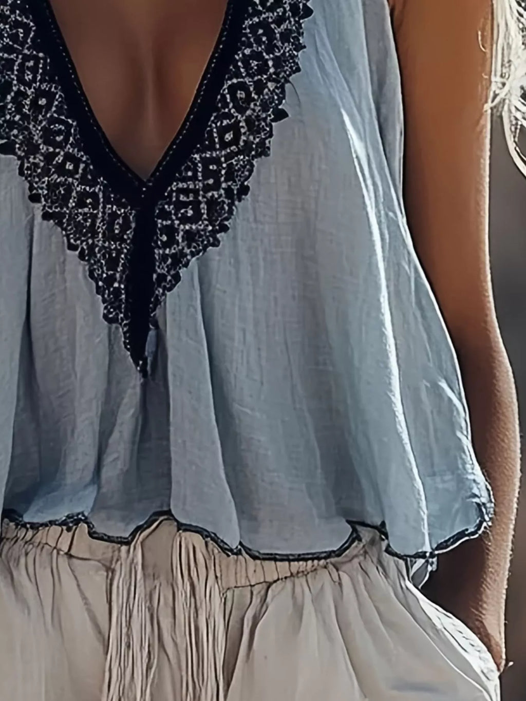 Lace Detail V - Neck Cami - Seedandsoulful