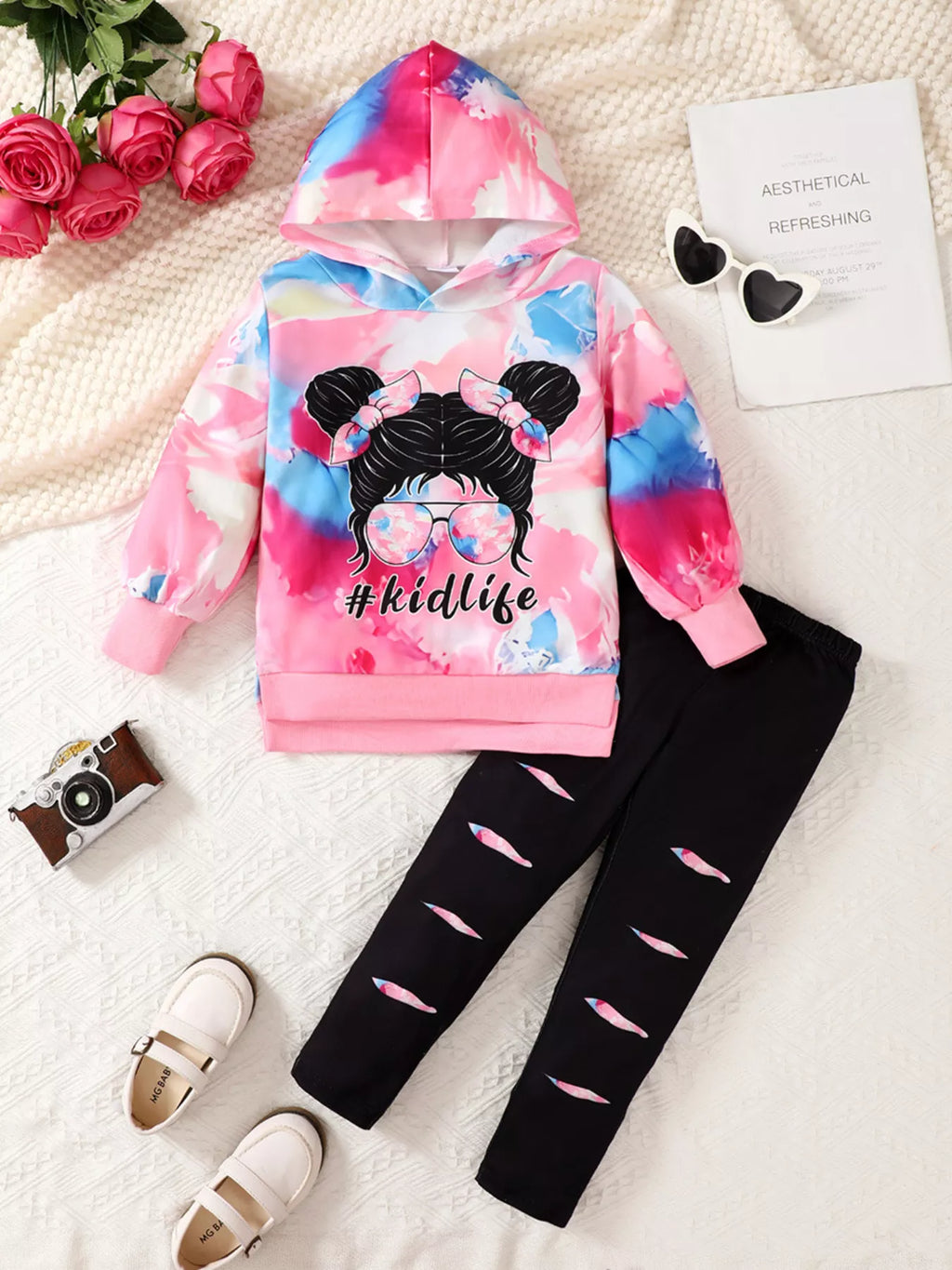 Children's Tie - Dye Graphic Hoodie & Pants Set - Seedandsoulful