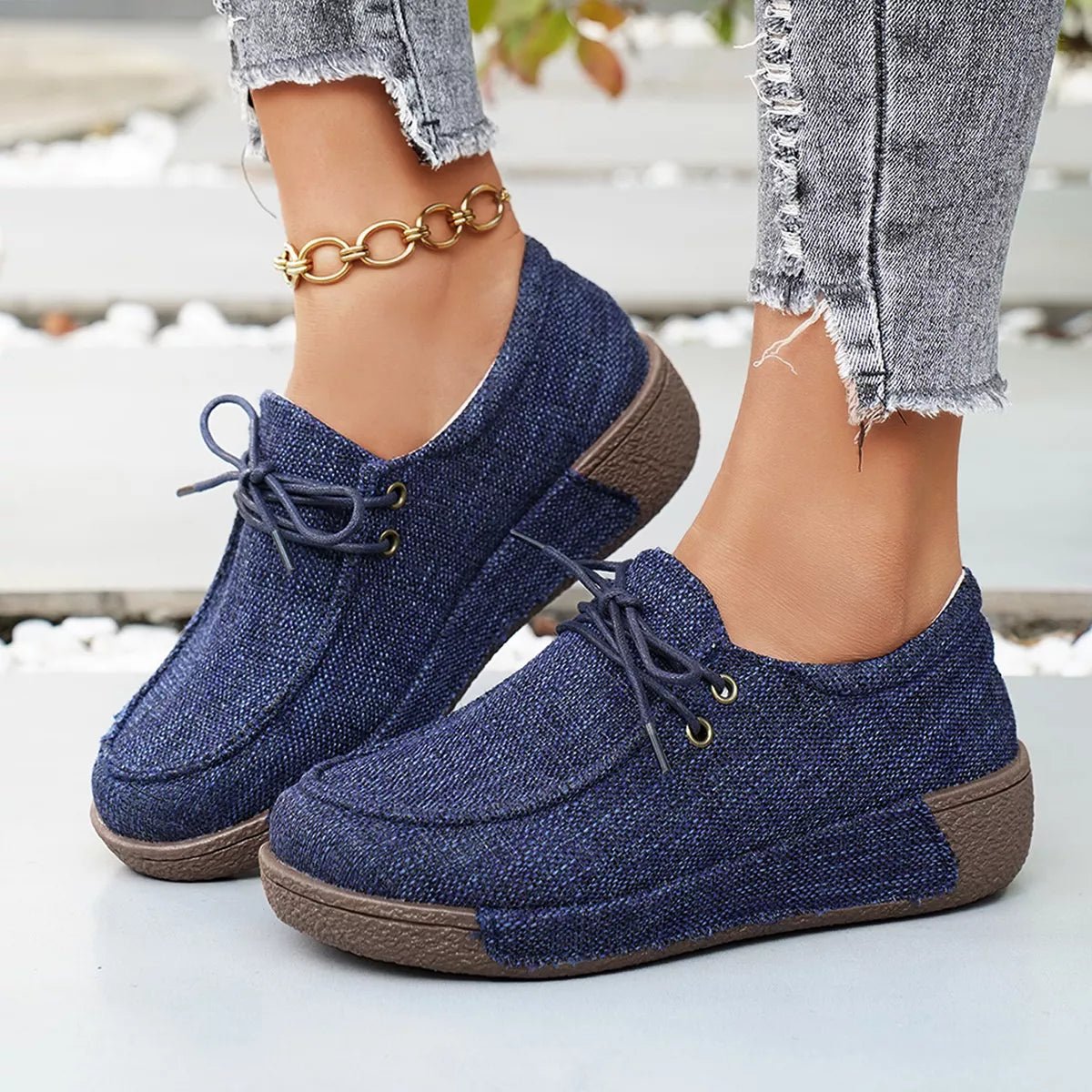 Round Toe Lace - Up Sneakers - Seedandsoulful
