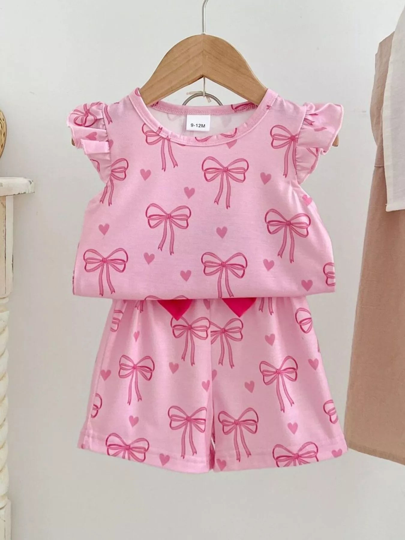 Children's Bowknot Ruffle Sleeve Top and Shorts Set - Seedandsoulful