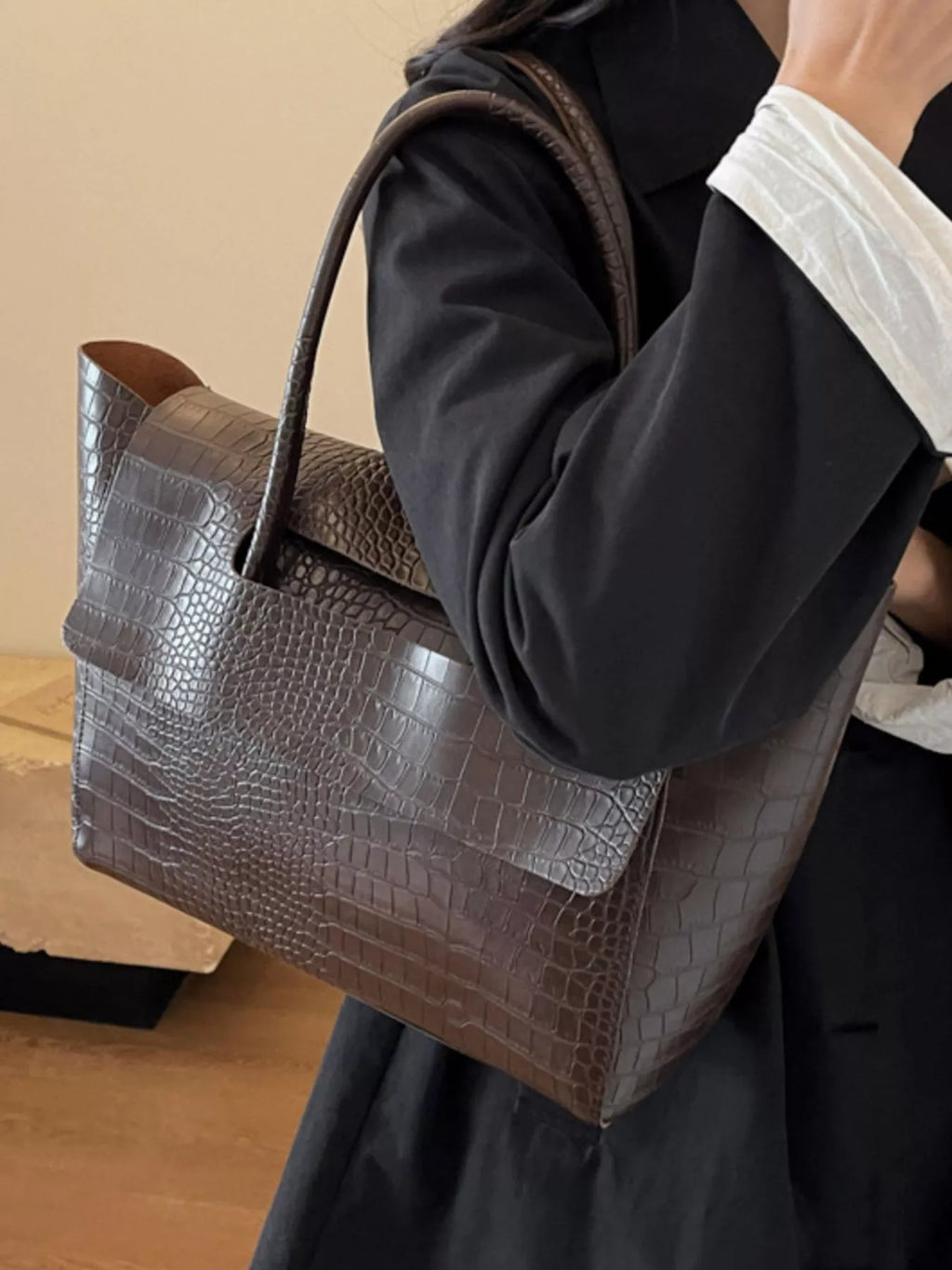 Crocodile Embossed Tote Bag - Seedandsoulful