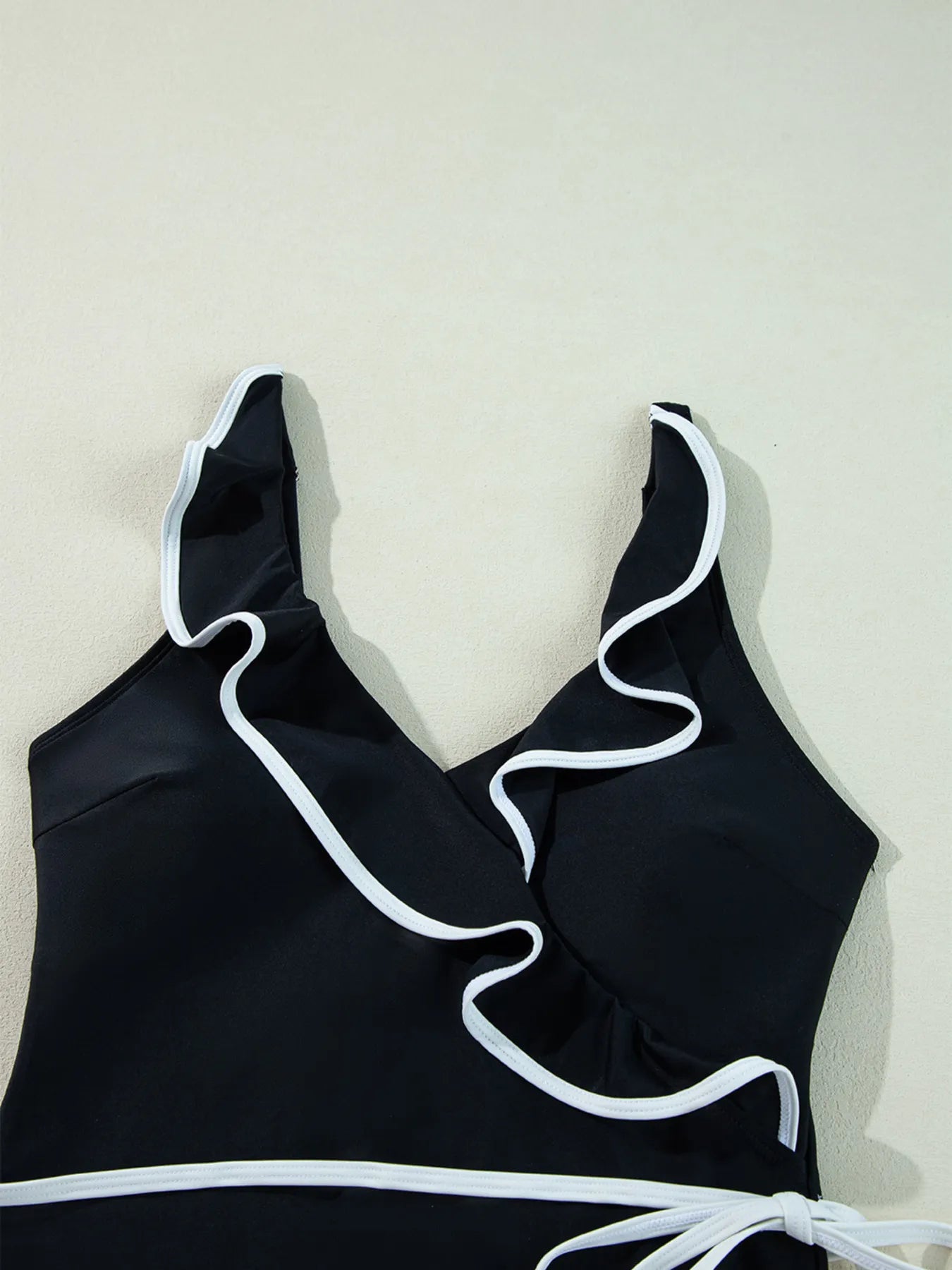 Ruffle Trim V - Neck One - Piece Swimsuit - Seedandsoulful