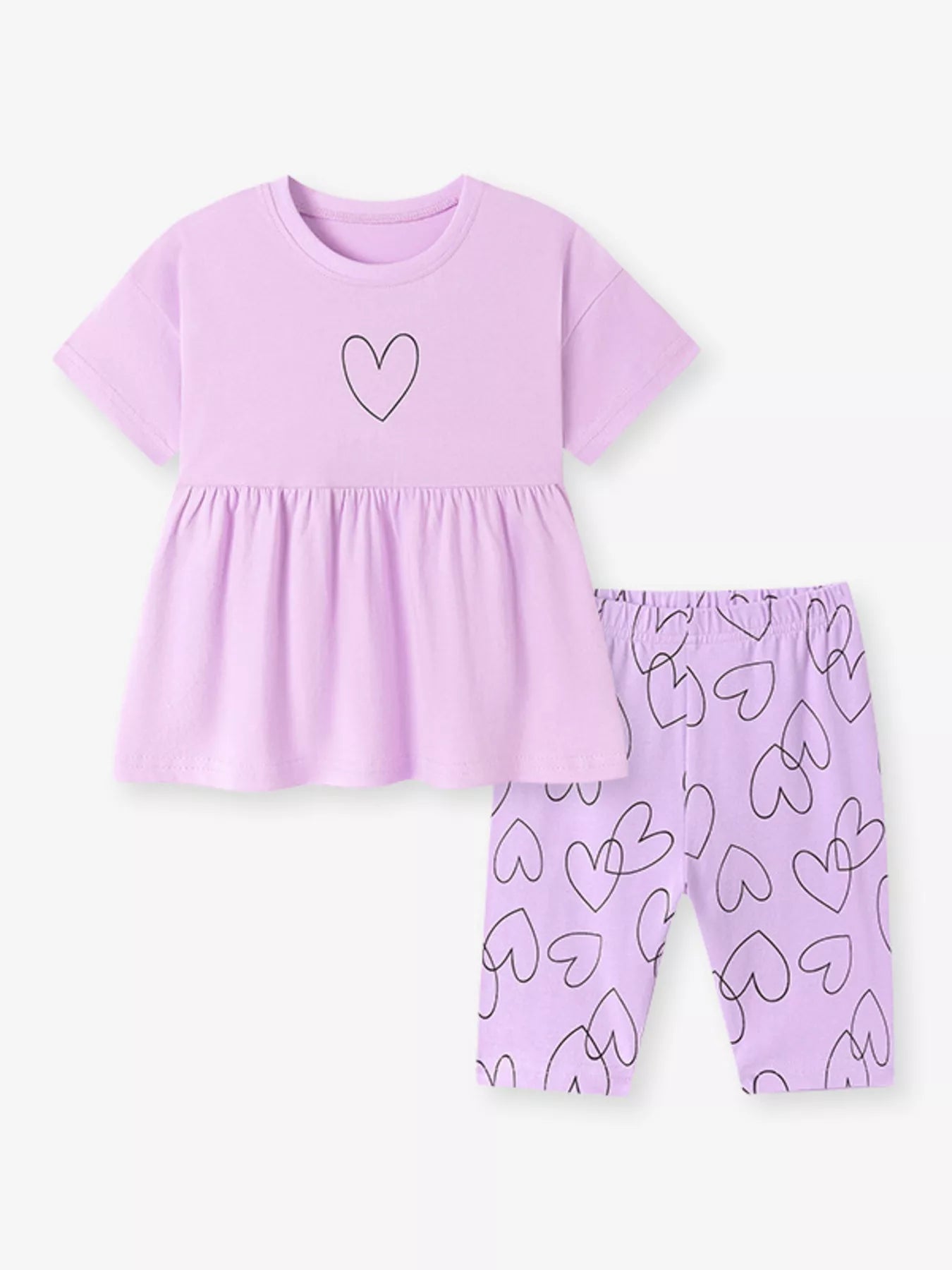 Children's Heart Print Tee and Shorts Casual Set - Seedandsoulful