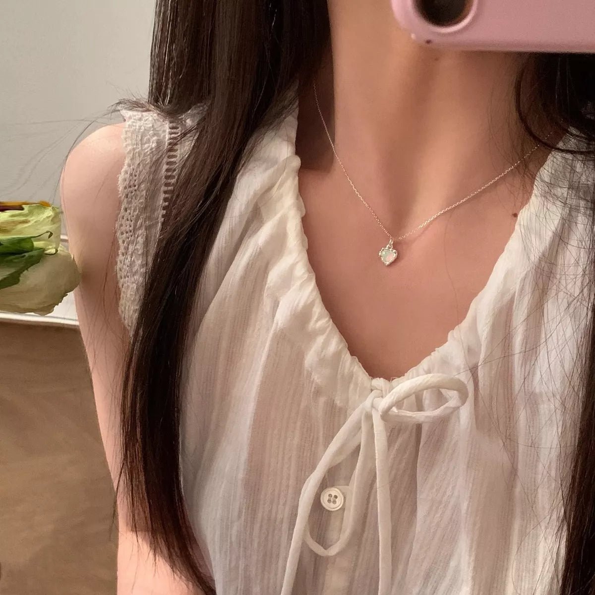 925 Sterling Silver Zircon Heart Necklace - Seedandsoulful