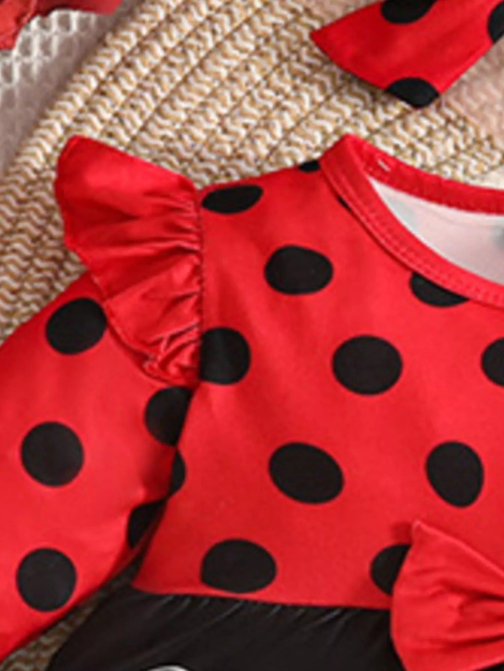 Children's Ladybug Print Ruffle Trim Top and Pants Set - Seedandsoulful