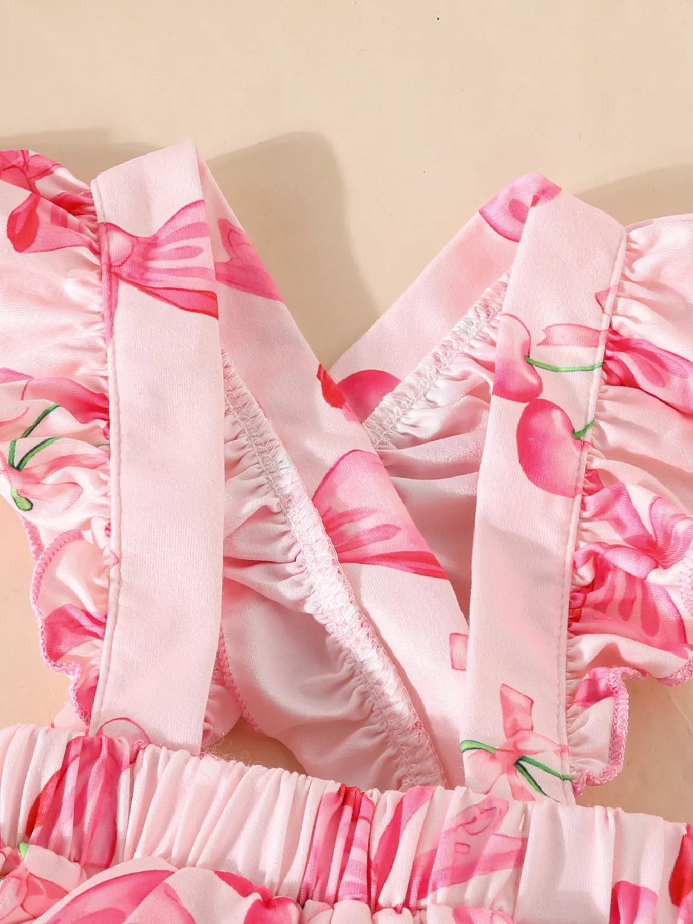 Children's Bowknot Print Ruffle Trim 3 Piece Set - Seedandsoulful