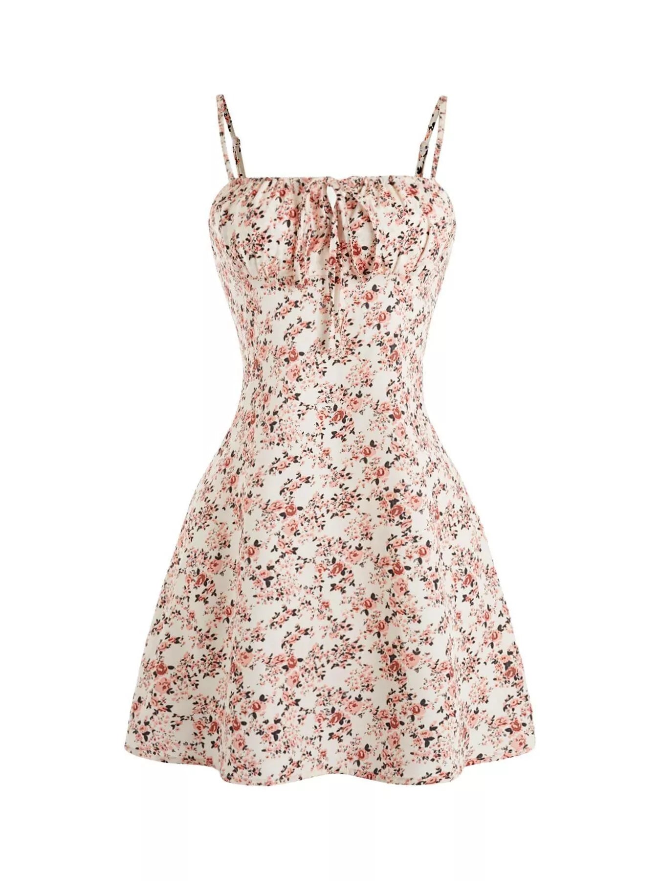 Floral Print Tie Strap Mini Dress - Seedandsoulful