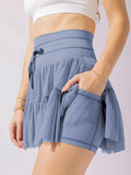 Tiered Skort with Drawstring - Seedandsoulful