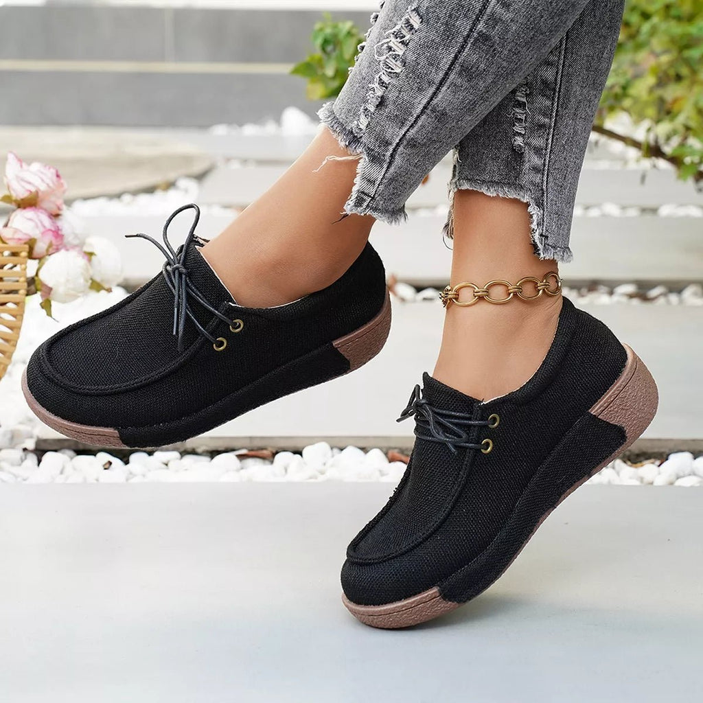 Round Toe Lace - Up Sneakers - Seedandsoulful