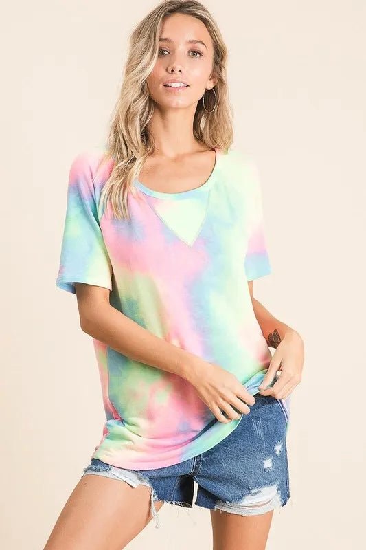 BiBi Tie Dye French Terry Print Top - Seedandsoulful